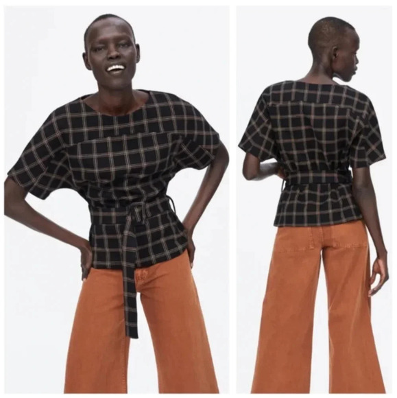 Zara Belted Plaid Top - Picture 8 of 8